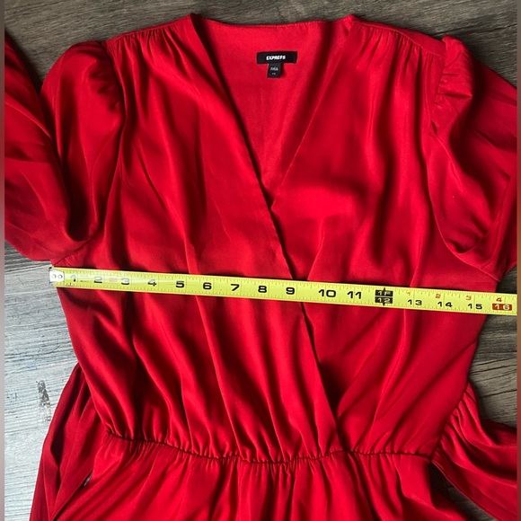 Express Women’s Red long Sleeve Tie Waist Mini Dress Size S - Picture 7 of 8